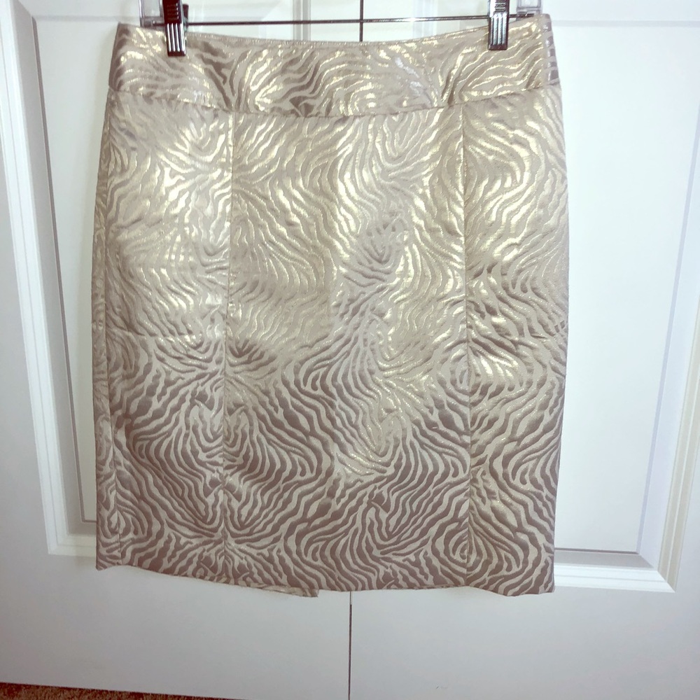 The Loft cream & silvery gold zebra print skirt